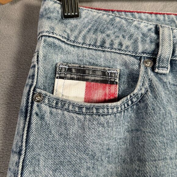 Tommy Hilfiger Girls Jeans Size 14 Light Wash Tapered Leg Frayed Hem High Rise - Picture 6 of 16